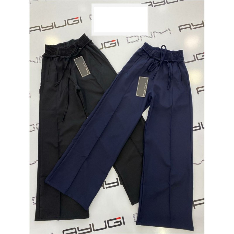 BUTTONED BELT DETAIL PANTS - BLACK